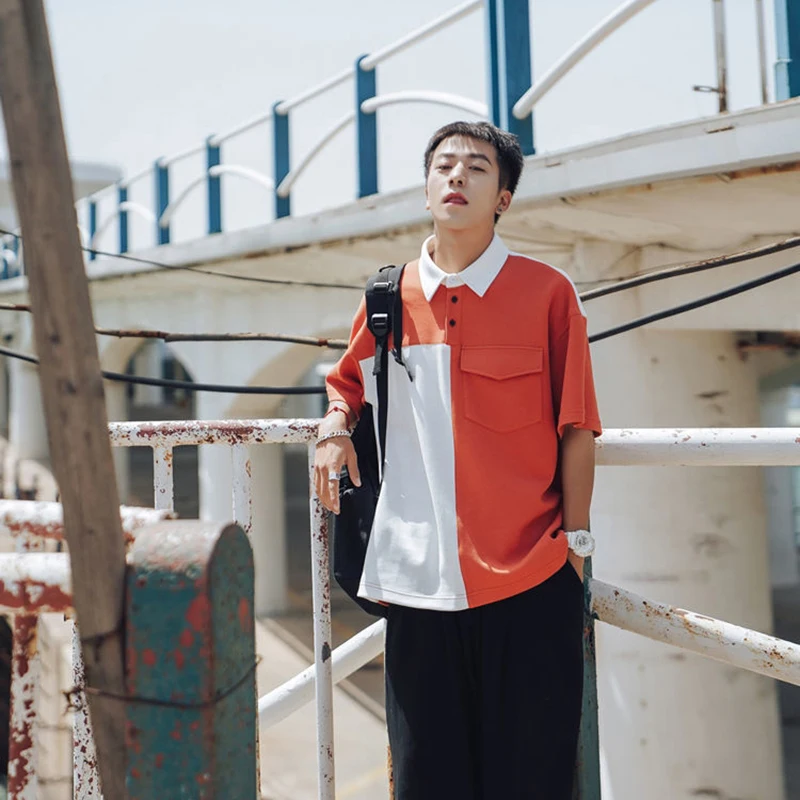 Футболка-поло мужская оверсайз с коротким рукавом модная Повседневная рубашка