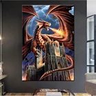 Алмазная 5D картина сделай сам для детей, мультяшный свирепый замок, летающий дракон, алмазная вышивка, декор для комнаты, художественная мозаика, подарок