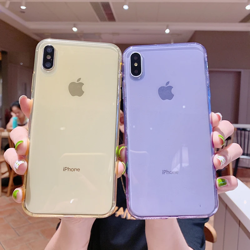 Transparent TPU Color Soft Mobile Phone Case For iPhone X XS XR Max 6 6S 7 8 Plus Back Cover |