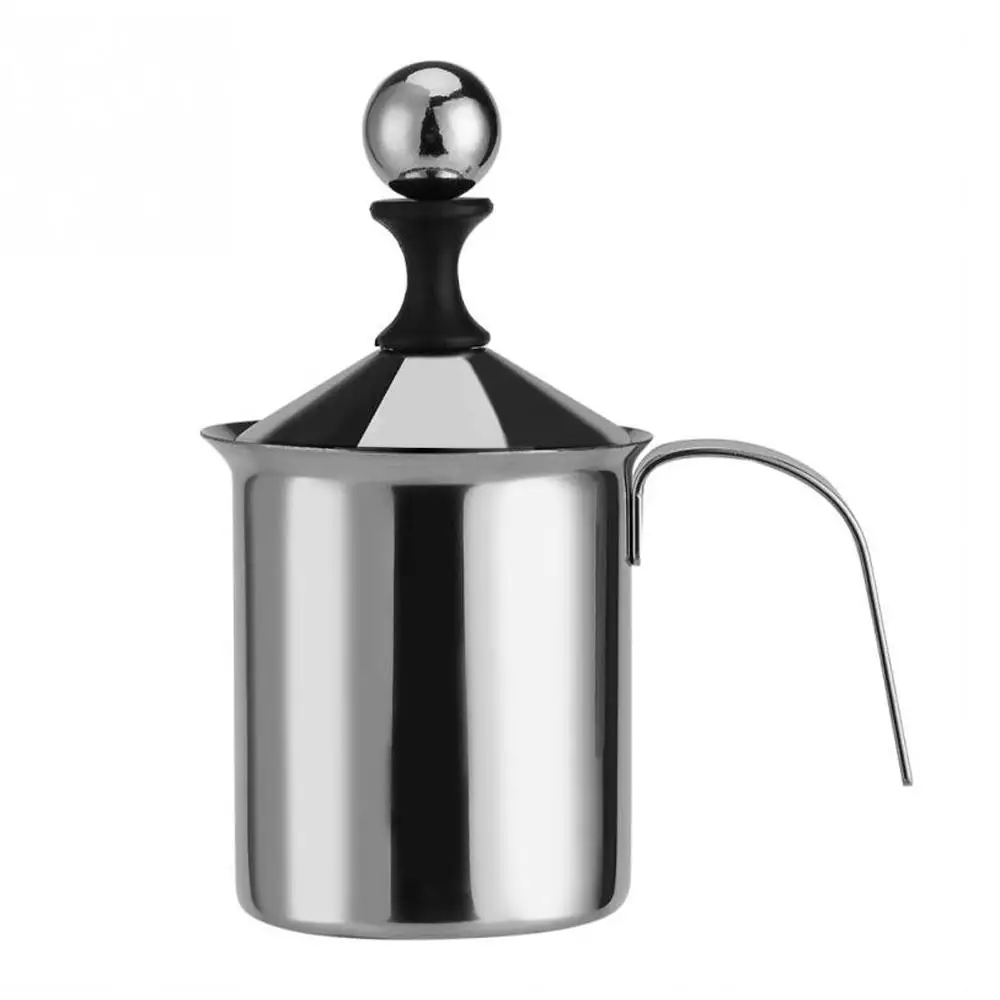 

Manual Milk Frother Hand Pump Handheld Milk Foamer Stainless Steel 400ML Unique Double Mesh Tea Maker Hot Chocolate