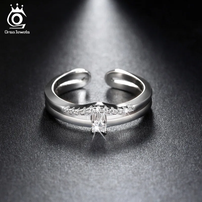 Женское кольцо ORSA JEWELS серебряное с регулируемым размером и кубическим цирконием