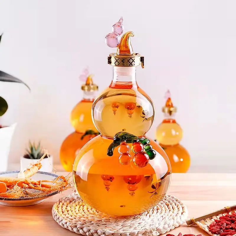 

Gourd wine bottle high borosilicate wine bottle health wine bottle glass wine bottle wine bottle empty bottle