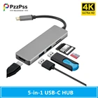 PzzPss USBC к HDMI-совместимый 2 USB 3.0 5Gbs слот для SD TF карты 4K 30 Гц 3,0 P HDTV дисплей видео выход Тип C концентратор адаптер для Mac