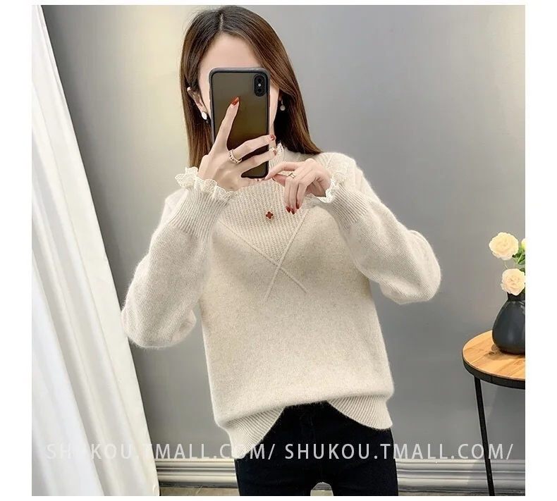 

Верхняя одежда женский свитер осень-зима новинка полувысокий