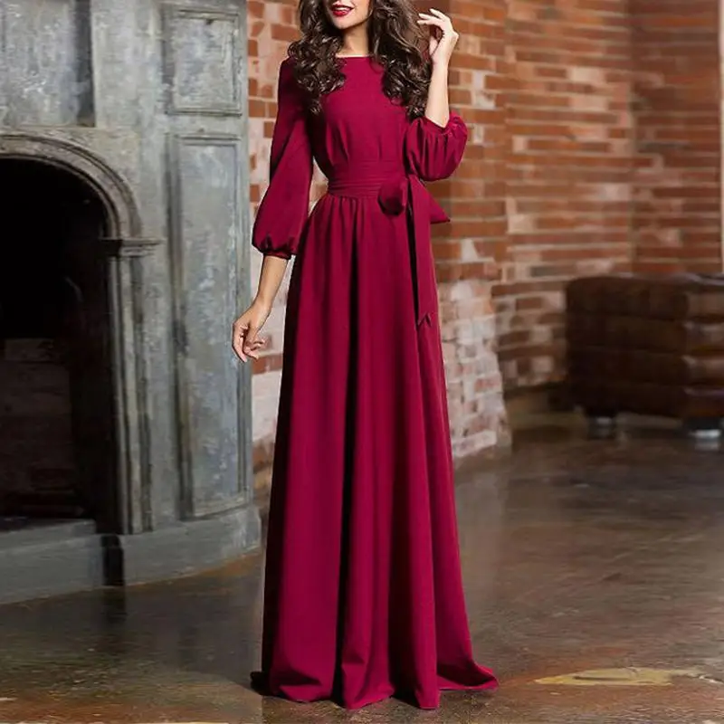 Винтажное длинное платье S 5XL года женское вечернее с длинными рукавами длиной до