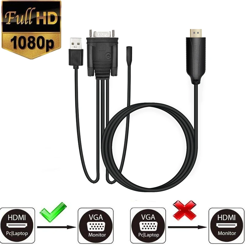 1 8 m Адаптер hdmi vga штекер в конвертер с разъемом адаптер 1080P цифровой аналоговый