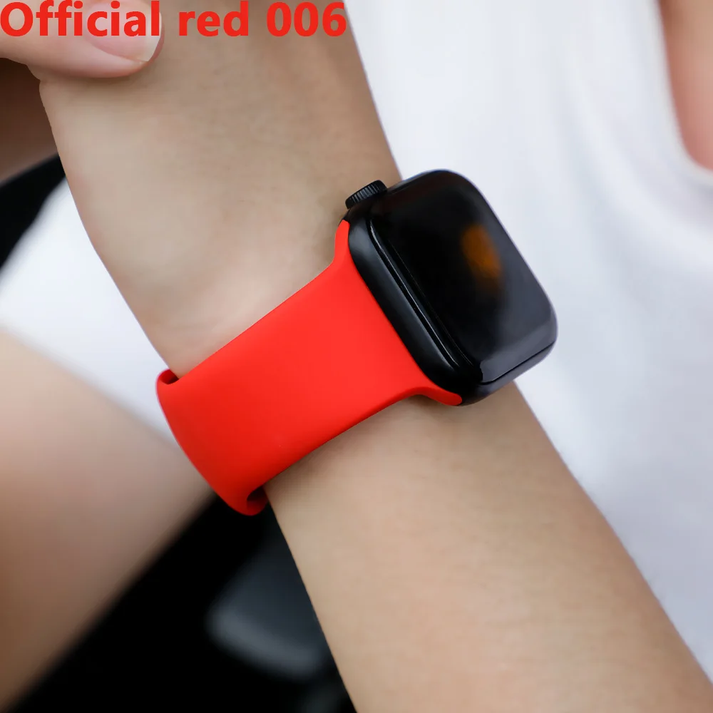 Ремешок для apple watch, ремешок для apple watch 5, 4, 3, iwatch, ремешок 42 мм, 44 мм, 38 мм, 40 мм, браслет Correa, силиконовый ремешок для часов, ремень, аксессуары - Цвет ремешка: Official red 006