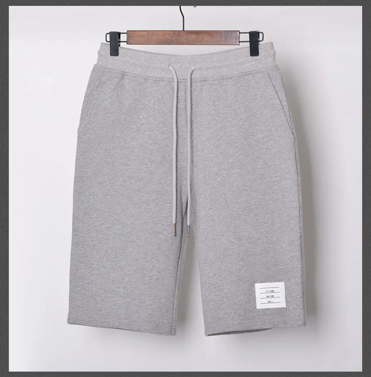 

2021 Fashion TB Brand Casual Shorts Men Summer Solid Cotton Sports Trousers Tracksuit Bottoms Mens Knee Length Pants