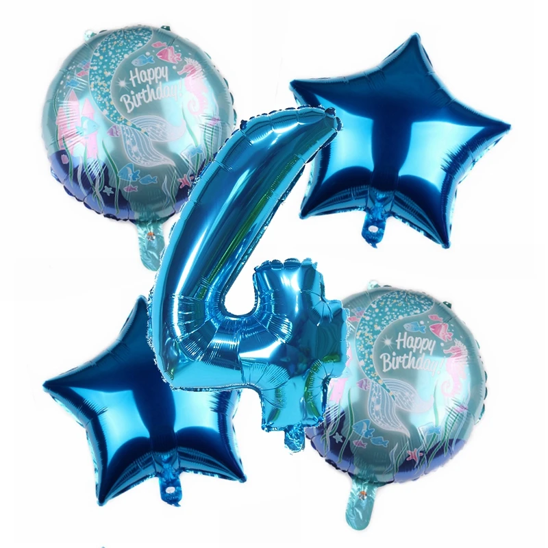 5 шт. 32-дюймовые круглые Мультяшные шарики Ариэль принцесса Русалка