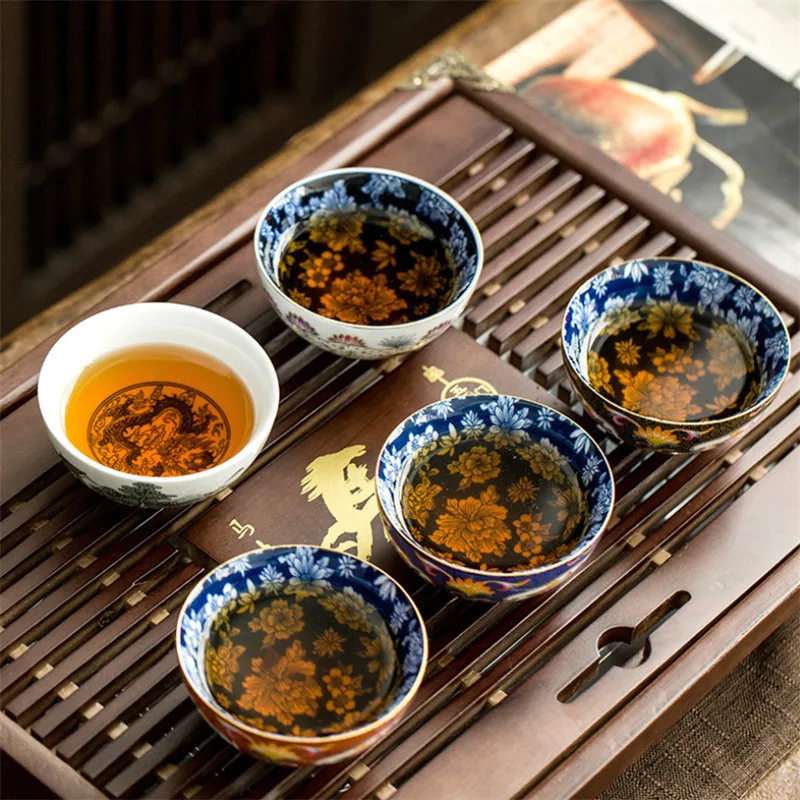 Керамическая чайная чашка ручной работы Jingdezhen ретро сине-белая фарфоровая