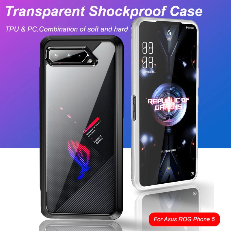 

For Asus ROG Phone 5 Case,For Asus ROG 5 Phone Case,Shockproof Protective Transparent Soft Thin Phone Cover for Asus ROG Phone 5