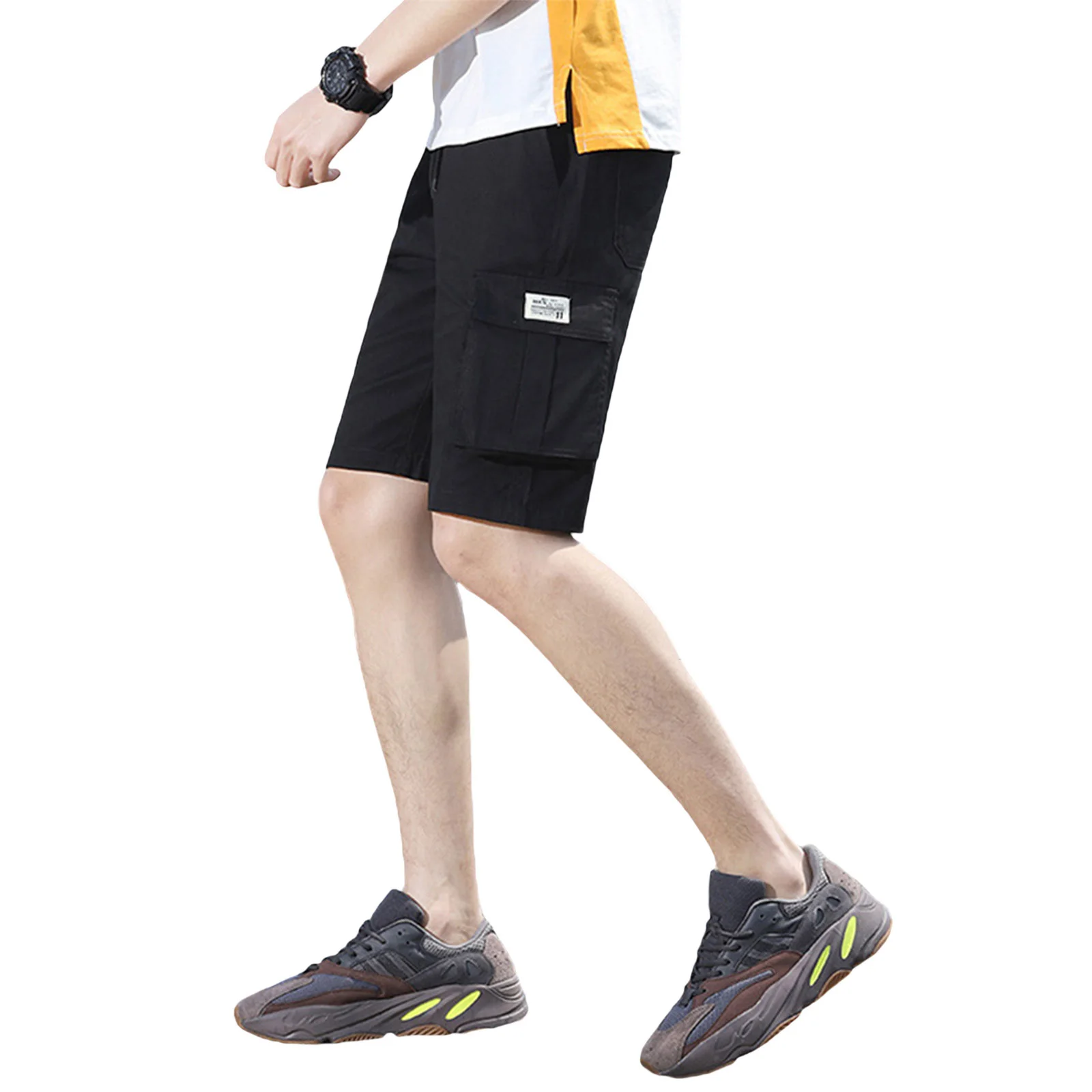 Мужские повседневные шорты с карманами мужские однотонные бриджи камуфляжным