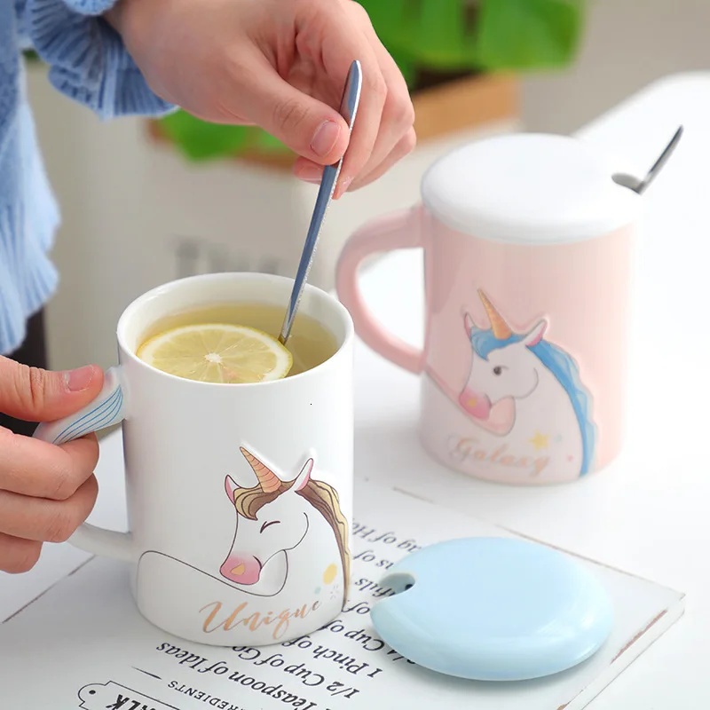 Кружка в виде единорога 450 мл кружки радуги лошади чашка необычная керамическая