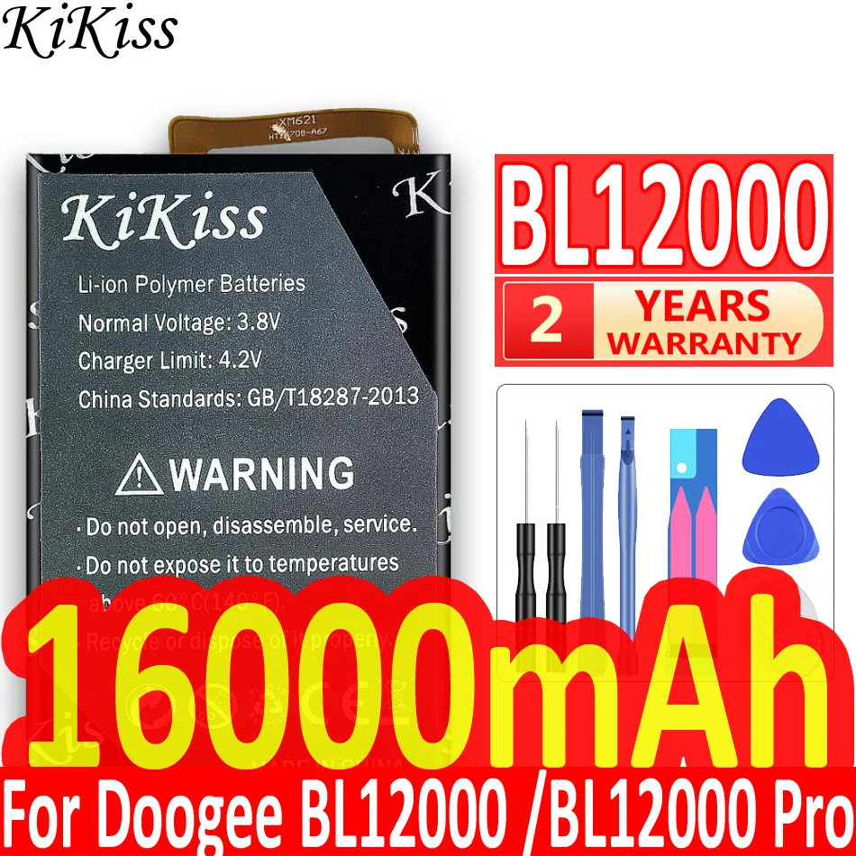 

Аккумулятор 16000 мАч Kikiss Для Doogee BL12000, запасные части для телефона, резервная батарея для смартфона Doogee BL12000