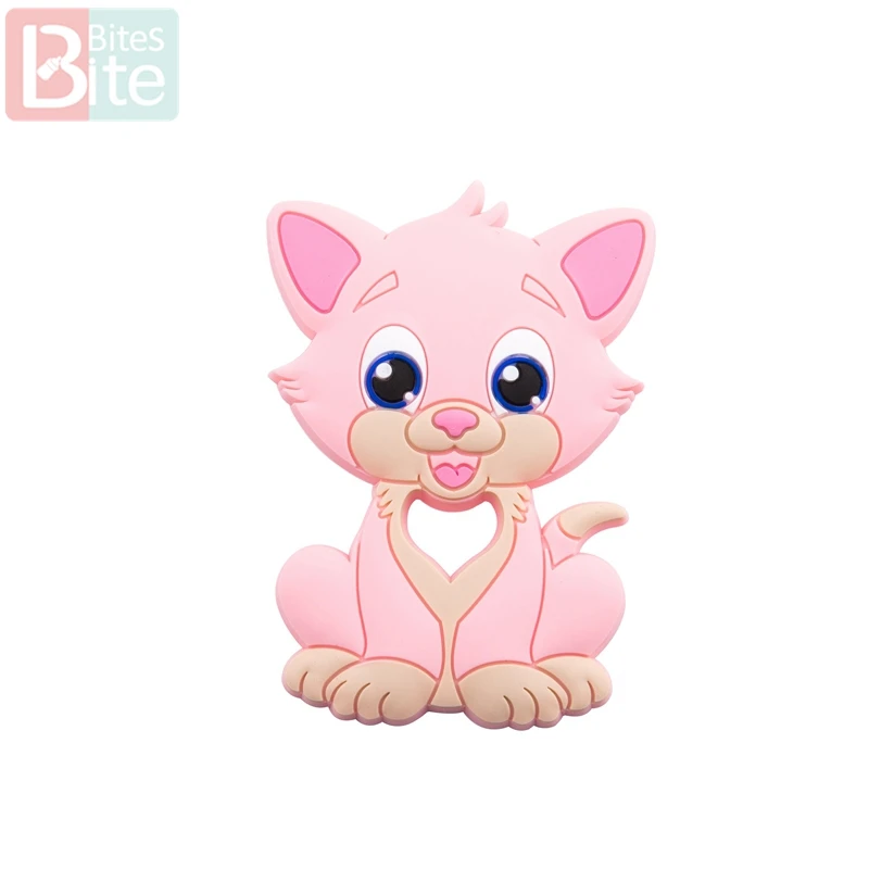 Cat Pink 6 шт., силиконовый Прорезыватель для зубов, кулон в виде лисы для соски, Товары для малышей, Силиконовые Прорезыватели для зубов, игрушки для детей, Детские Прорезыватели - Цвет: Cat Pink