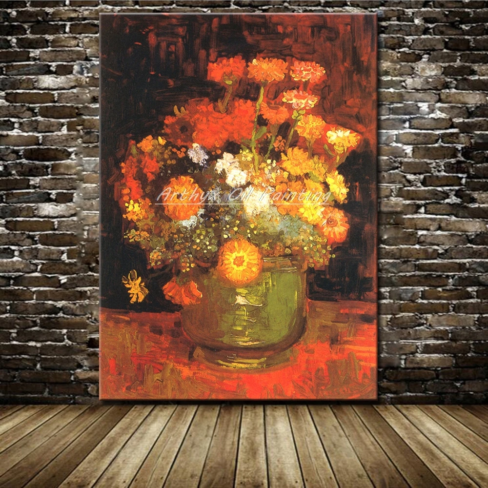 

Zinnia Of Vincent van Gogh Hand Made Reproduction Famous Oil Painting On Canvas Wall Art Picture For Living Room Home Decoration