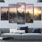 5 панелей картины с изображением пейзажа Чикаго, городской пейзаж, плакаты, настенное искусство, домашний декор, холст, HD картины, украшение для гостиной