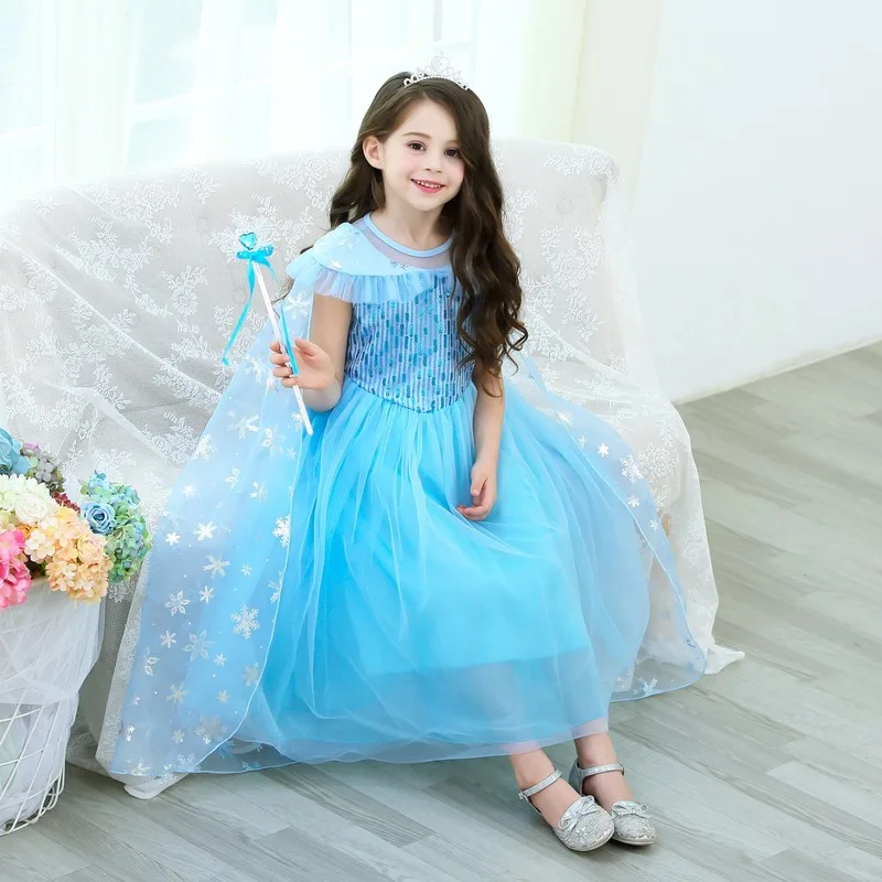 

Frozen Ice Queen Elsa Princess Cosplay Halloween Dress Girls' Shirt Puff Dress