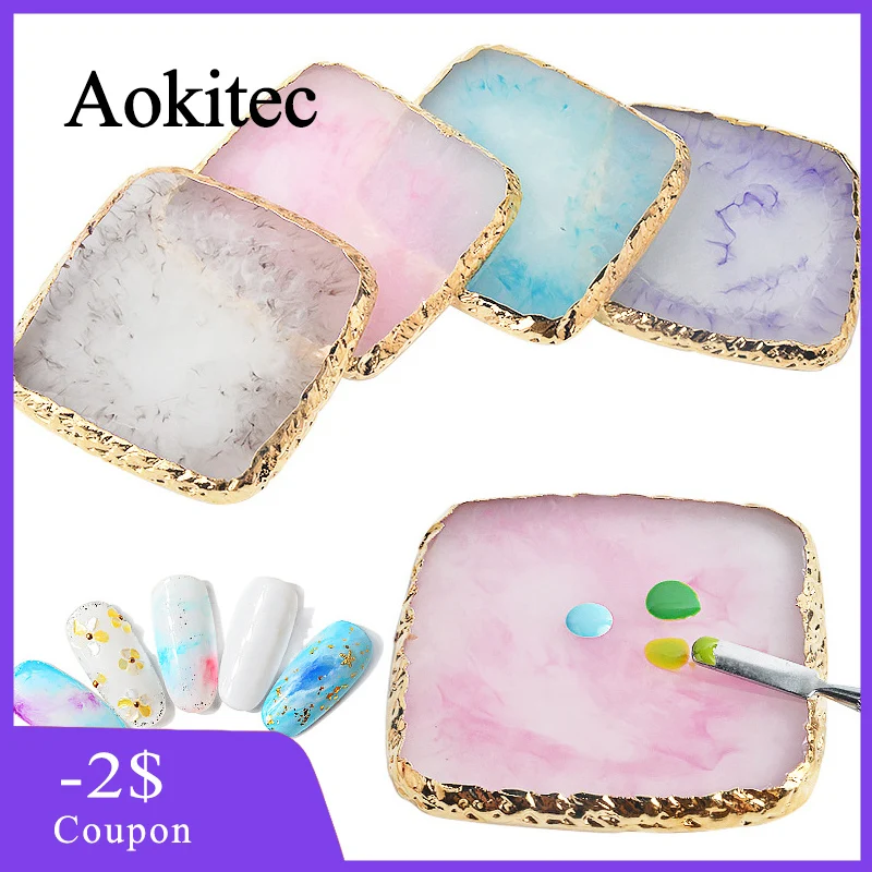 Aokitec 1 шт. квадратная полимерная Агатовая Палитра для маникюра инструмент