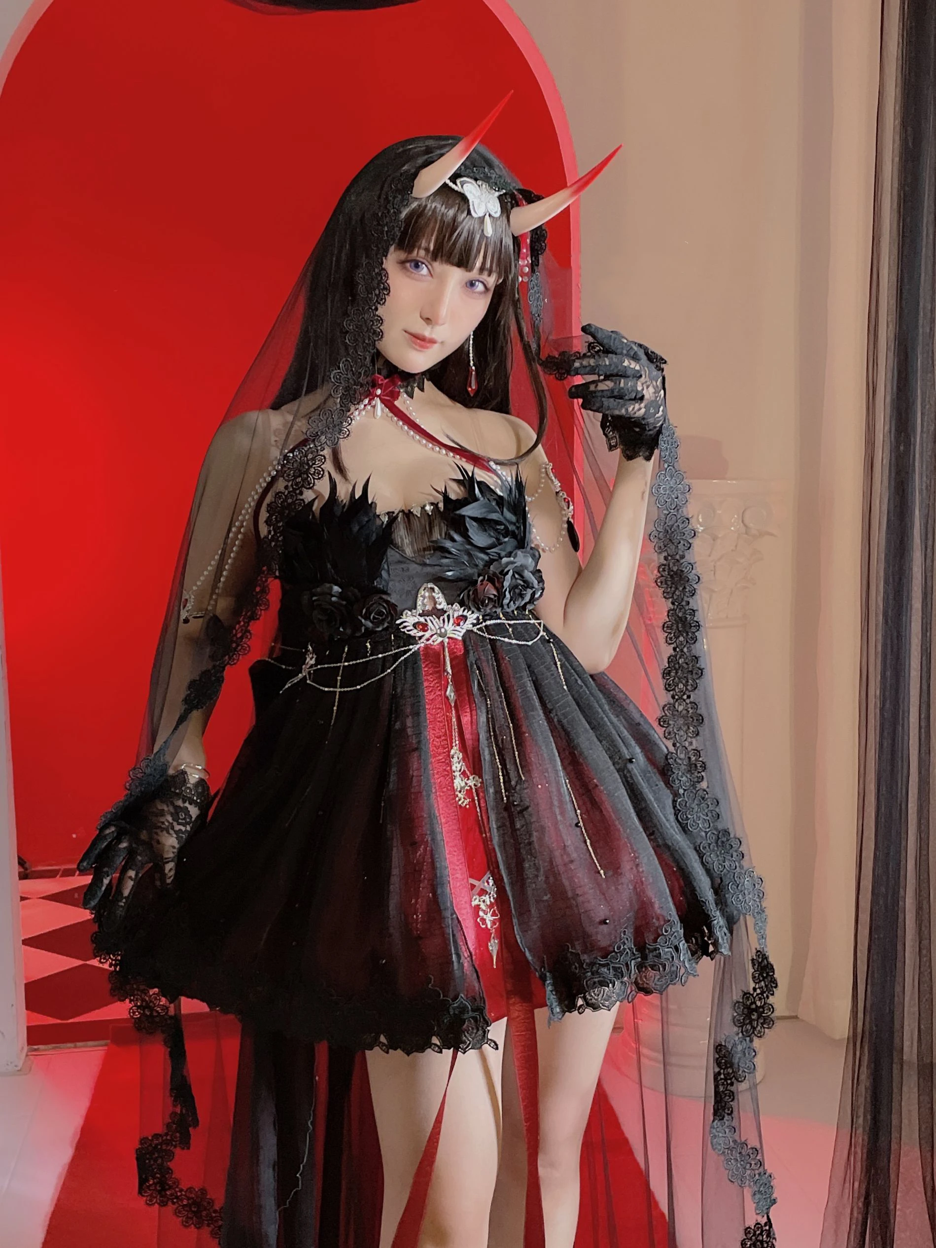 

Anime Azur Lane IJN Noshiro Black Sexy Lolita Dress Gorgeous Uniform Cosplay Costume Women Halloween Free Shipping 2021 New