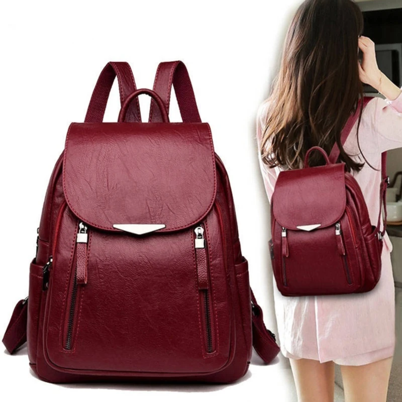 

Повседневный женский рюкзак, брендовый кожаный вместительный школьный ранец для девочек, Удобные сумки на ремне с двойной молнией