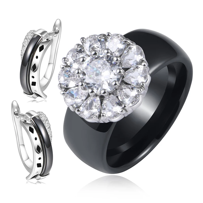 Новинка женский ювелирный набор форма цветка кристалл стразы серьги кольца