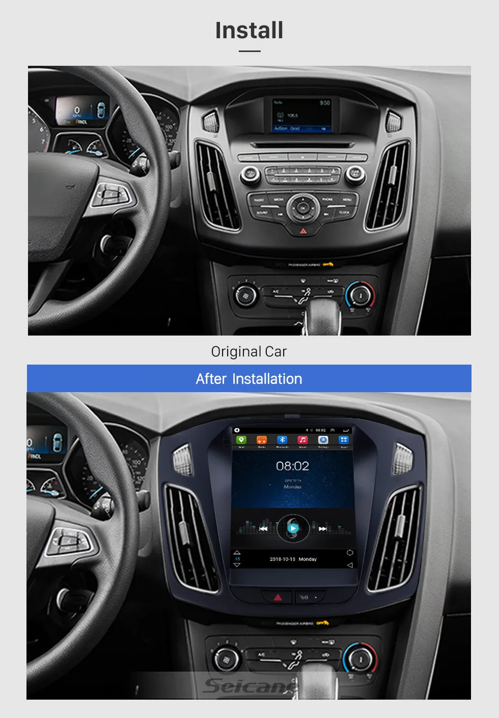 Seicane 9,7 дюймов Android 9,1 стерео радио головное устройство gps Navi для Ford Focus 2012 2013 поддержка OBD2 камера заднего вида