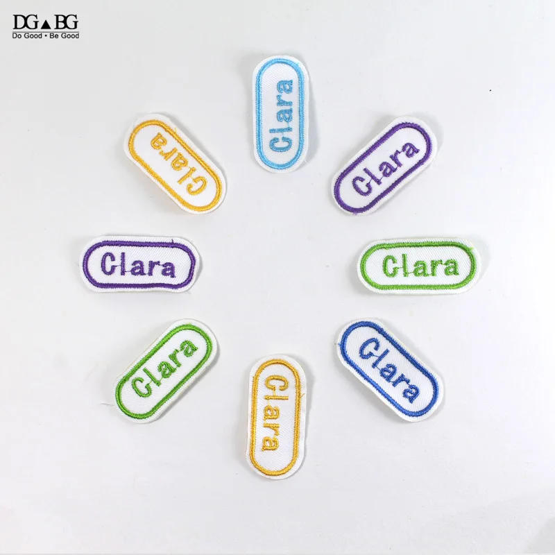 Заказной сшитый именной ярлык выполненный на заказ вязанный детский стикер с