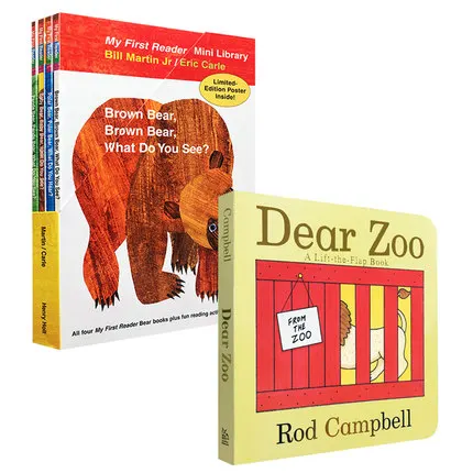 

Оригинальные популярные детские книги 4 шт., Эрик, Карл, коричневый медведь, что вы видите, Раскрашивание, история на английском языке, книга ...