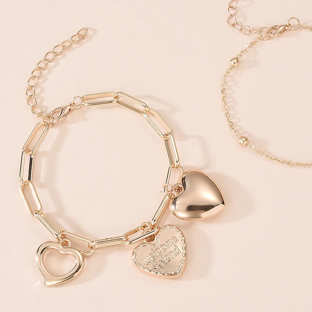 

Fashionable Simple Geometric Paperclip Love Alloy Material Women's Wrist Bracelet Multi-Layer Simple Buckle Accessories Hot Sale