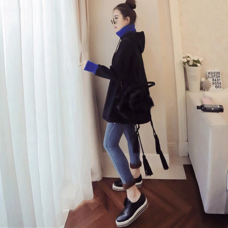 

Hoodies Women Hooded Thicker Warm Soft Long Solid Simple All-match Korean Style Pullovers Womens Trendy Sweatshirts Chic Cute
