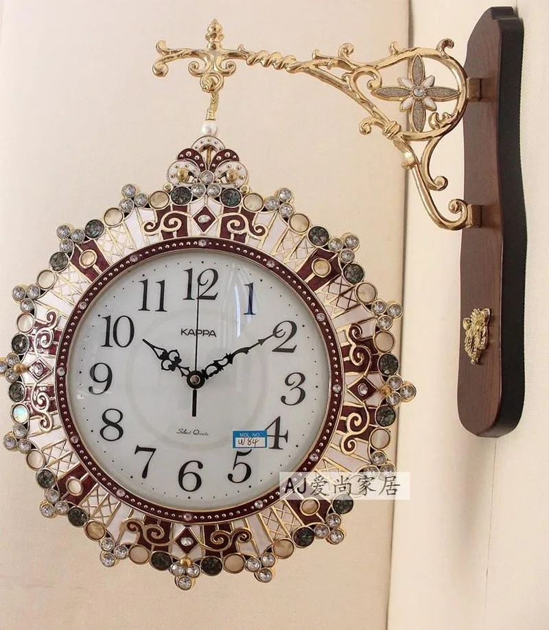 Двухсторонние большие 3d настенные часы винтажные деревянные металлические