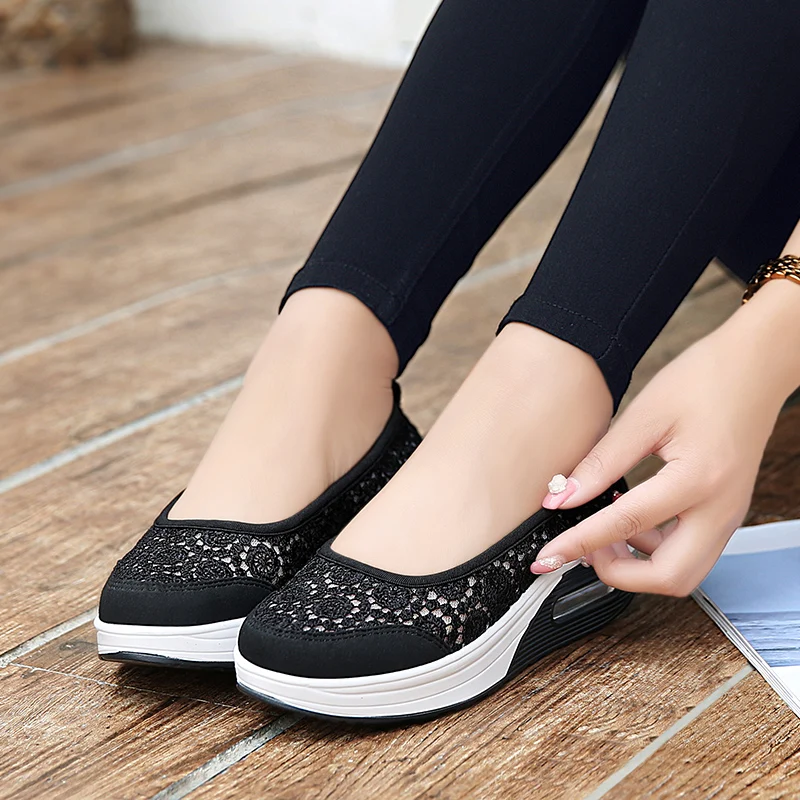 

Brand Fashion Women Flat Platform Shoes Woman Breathable Mesh Bud silk Casual Shoes Moccasin Zapatos Mujer Ladies Boat Shoes