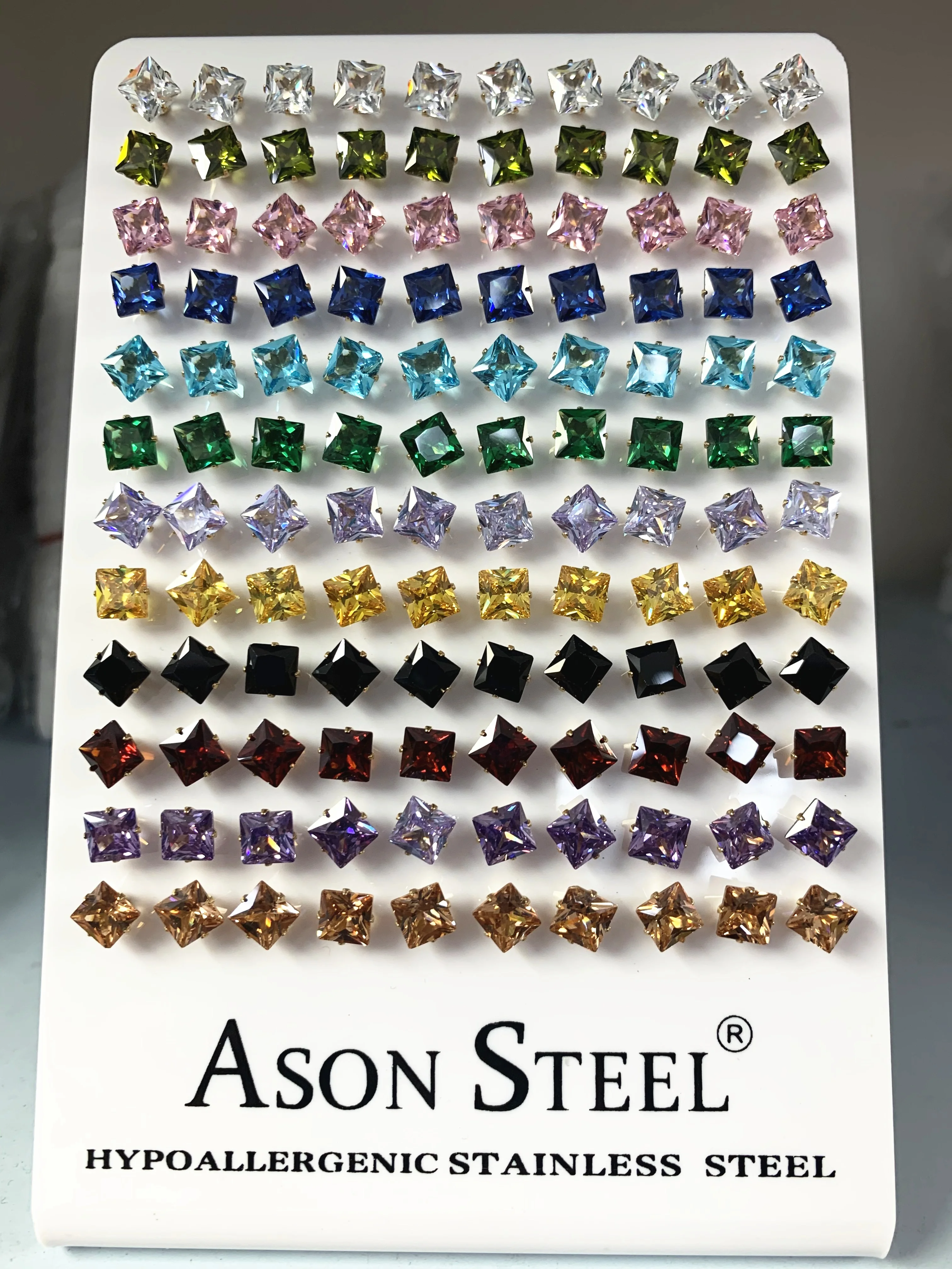 Серьги-пусеты ASONSTEEL золотого цвета 60 пар/лот оптовая продажа Разноцветные серьги