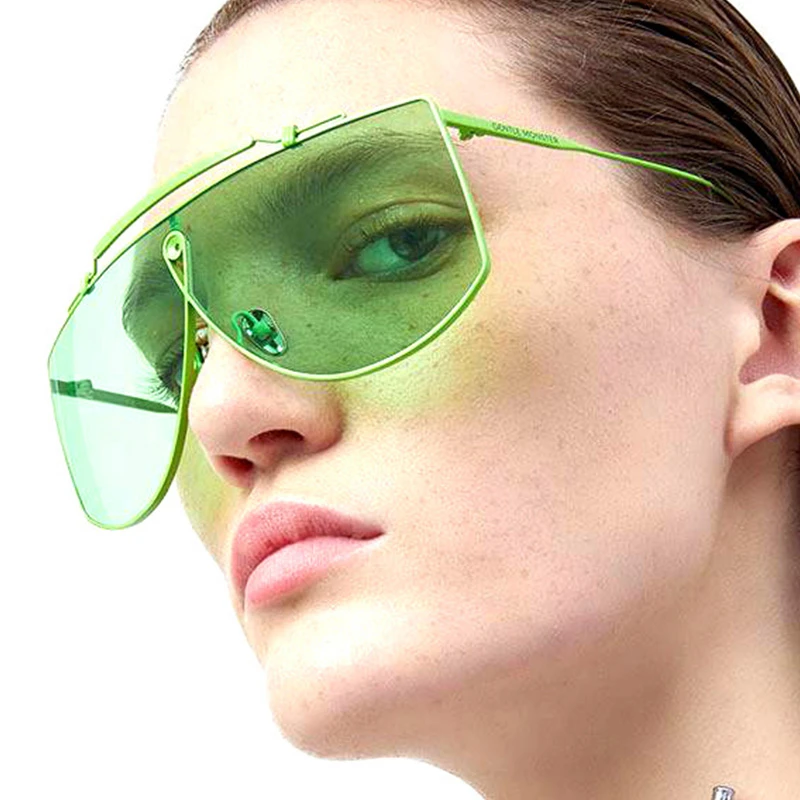 

2021 Luxury One Piece Punk Sunglasses Women Vintage Steampunk Sun Glasses Men Oculos Feminino Mirror Lentes Gafas De Sol UV400