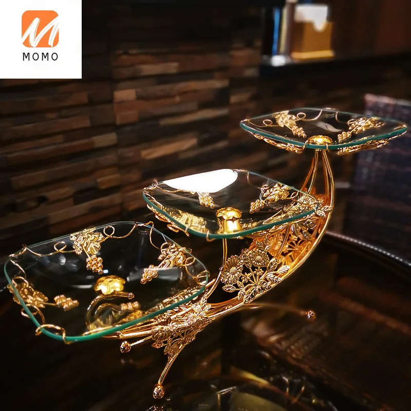 

Fruit Plate Household Living Room Coffee Table Crystal Glass 2021 New Wedding KTV Light Luxury Fruit Plate Snack Dish