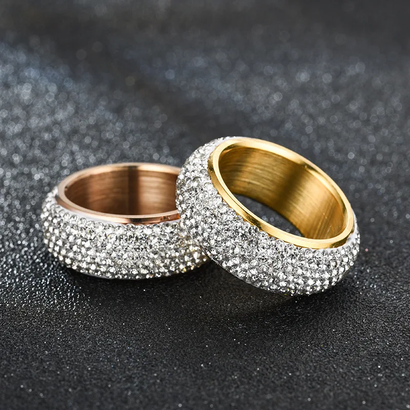 Мужское кольцо в стиле хип хоп со льдом позолоченные стразы из нержавеющей стали