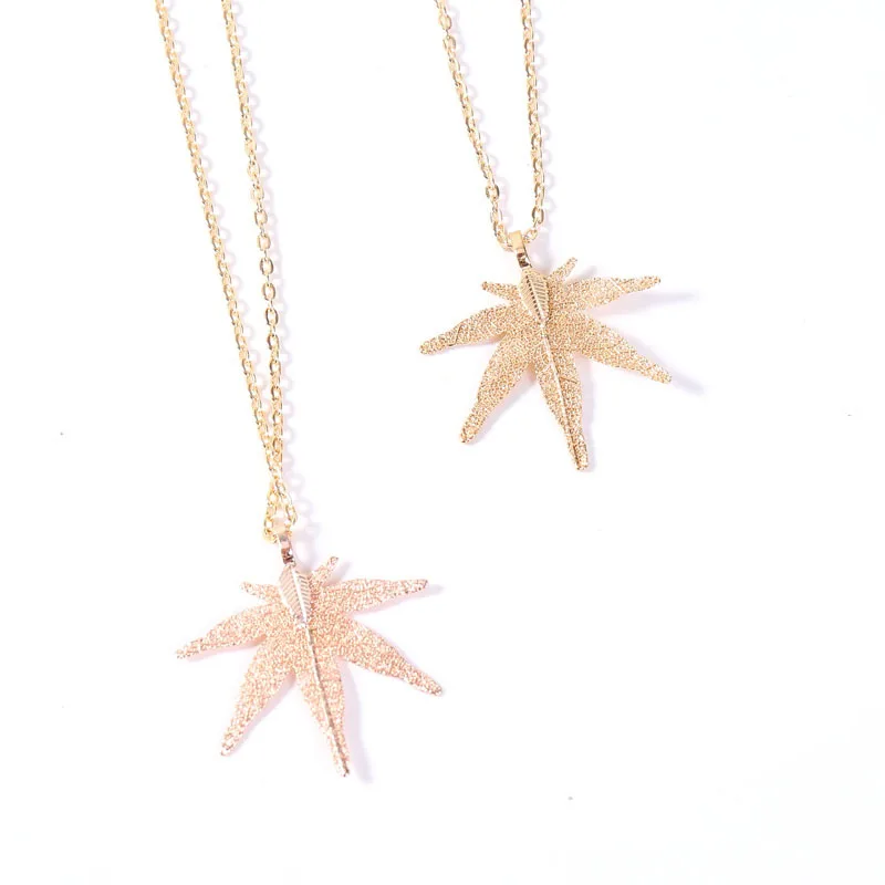 Прямая поставка модный ожерелье кленовый лист Подвеска в виде листа конопли