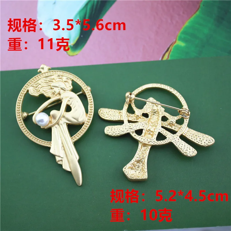 Vintage baroque style brooch ins trend personality creative angel wings matte gold clothes pin | Украшения и аксессуары