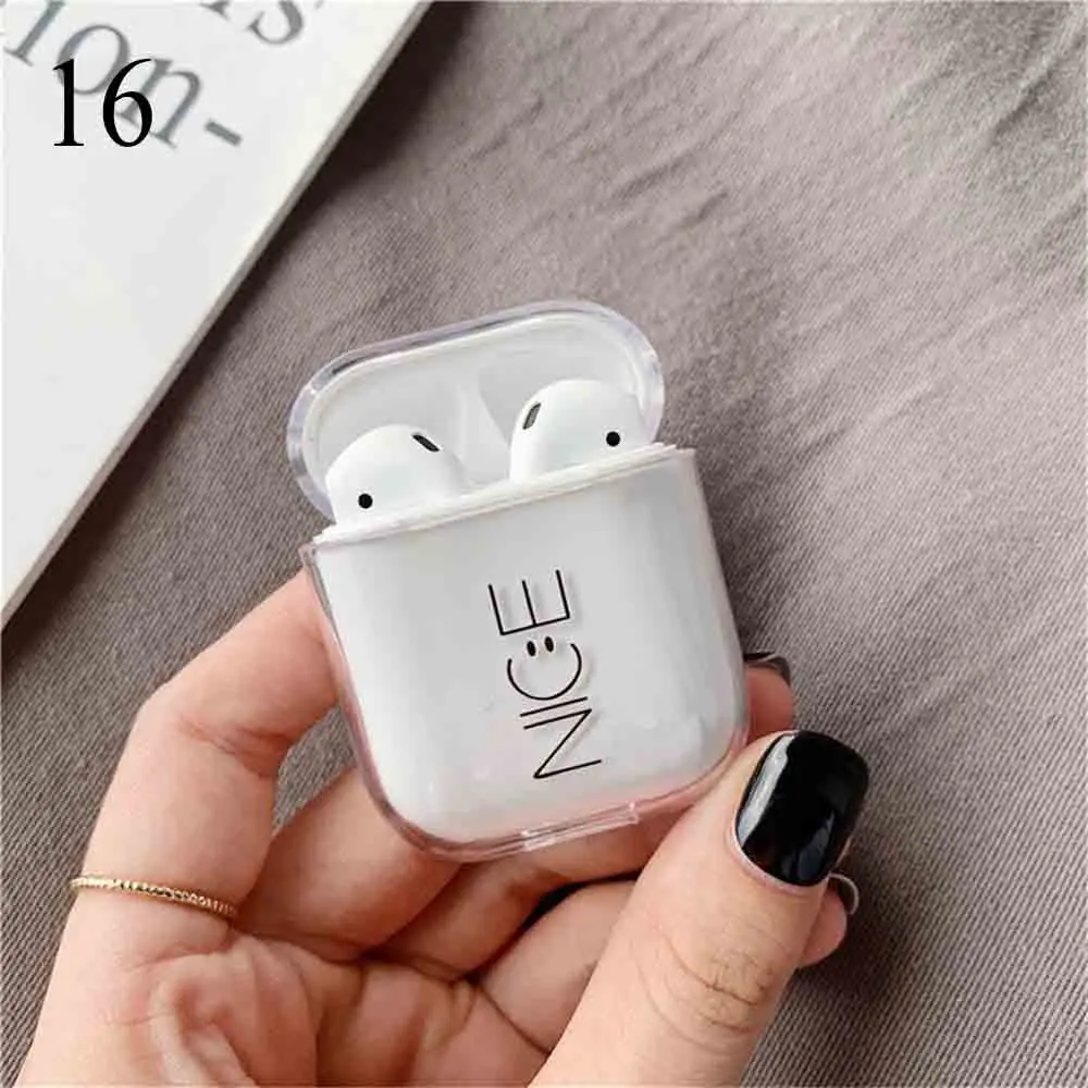 16 Модный 1 шт. Прозрачный жесткий чехол для Apple Airpods чехол Аксессуары для наушников Защитный рукав противоударное покрытие для наушников - Цвет: 16