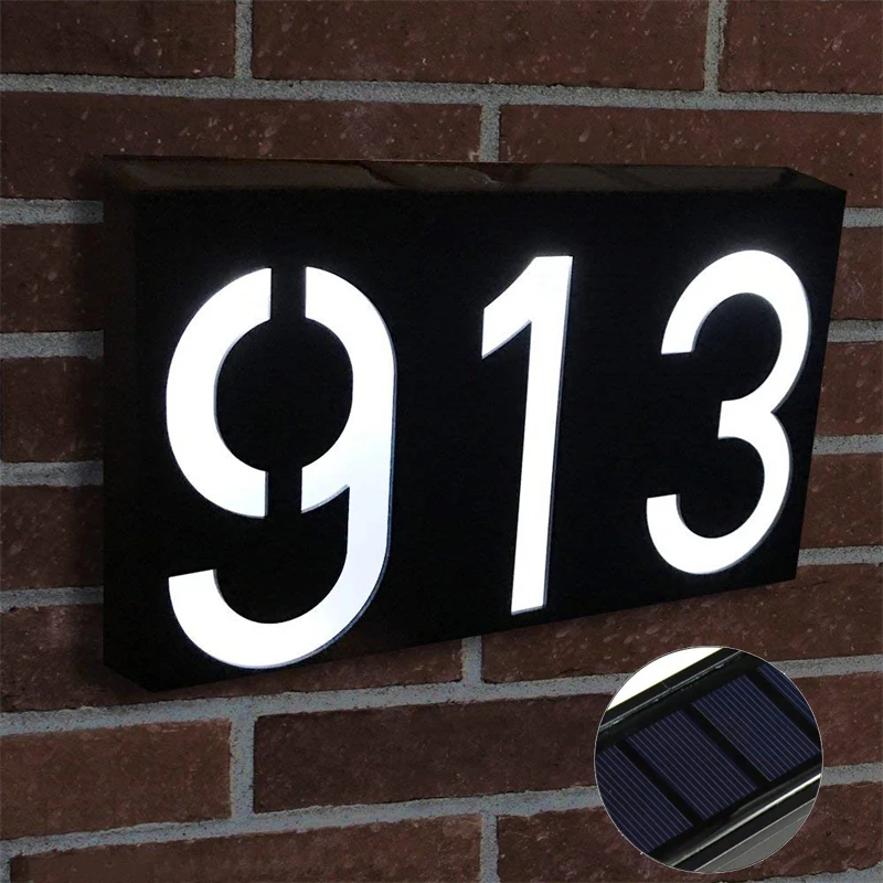 

Solar LED House Number Lights Outdoor IP65 Waterpoof Garden Digital Solar Powered Address Sign Lighted Up for Home Yard Door