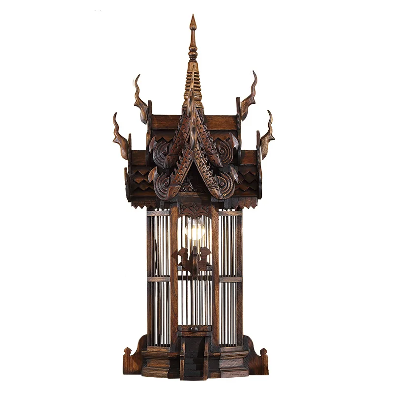 

zq New Chinese Bird Cage Wall Lamp Living Room Bedroom Dining Room Aisle Corridor Retro Club Lamp