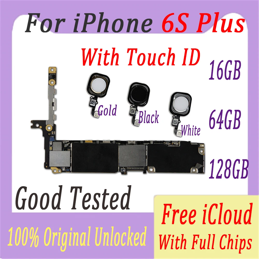 Оригинальная материнская плата для iPhone 6S Plus с сенсорным ID для iPhone 6S P логическая плата, разблокированная iCloud с чипами
