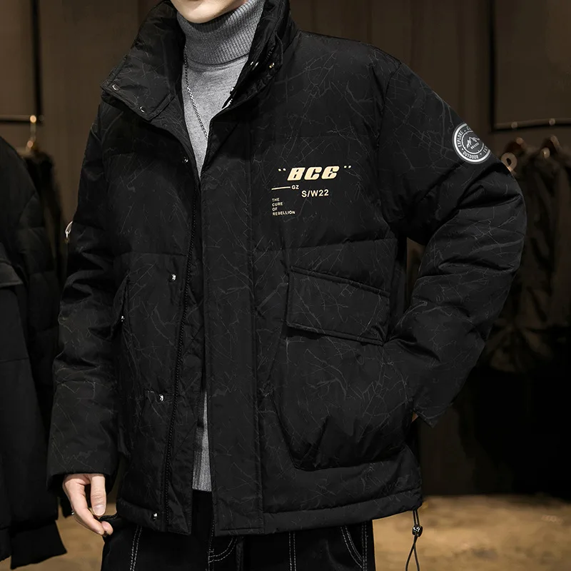 Light Down Jacket Men's Winter 2021 New Tide Brand White Duck Down Thick Warm Fall and Winter Short Coat Tide