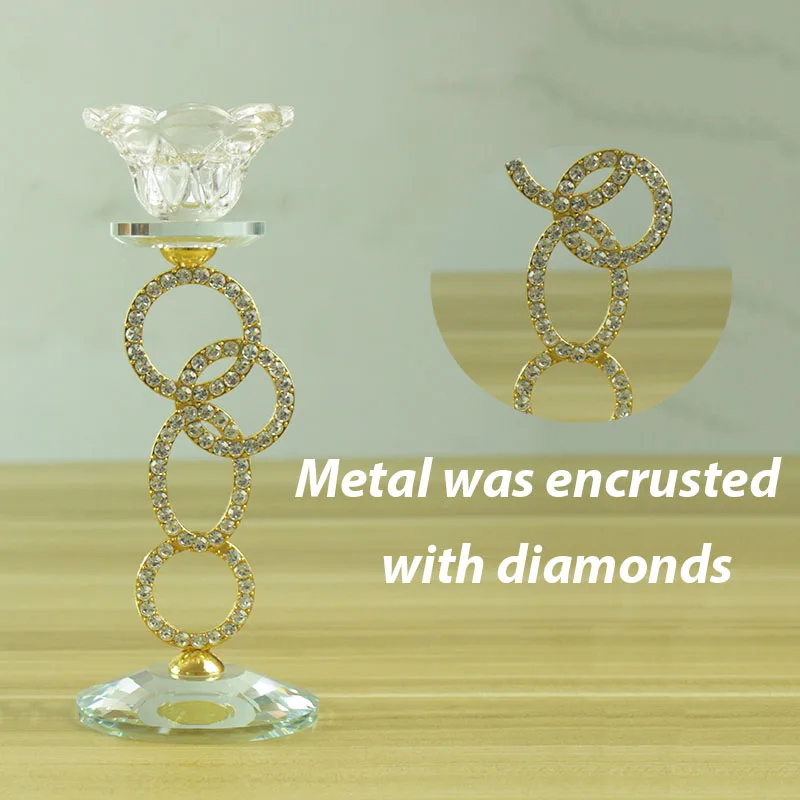 

European Style Silver golde Pillar Crystal Glass Candle Stick Holder Romatic Hotel Bar Home Decoration