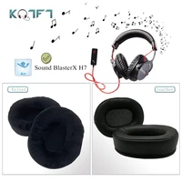 kqtft 1 pair of velvet leather replacement earpads for sound blasterx h7 headset earmuff cover cushion cups