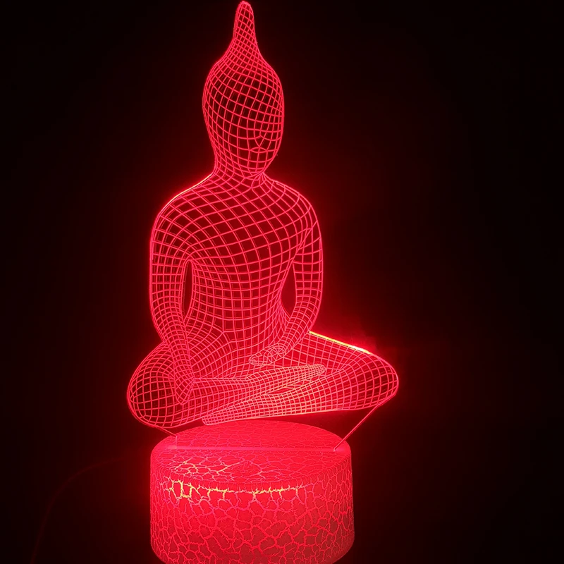 3D лампа Будды Религия сенсорный Сенсор многоцветные с дистанционным управлением