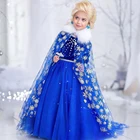 Платье принцессы Эльзы для девочек, рождественские и вечерние костюмы для Хэллоуина, дня рождения, халат, Детская накидка со снежинками