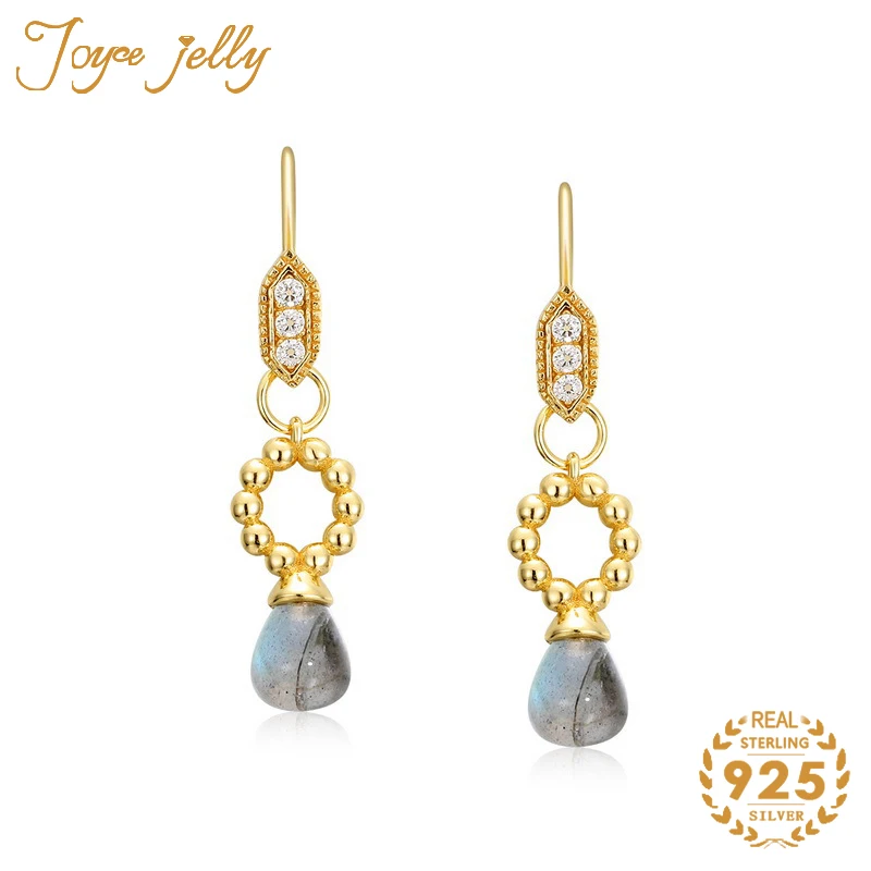 

JoyceJelly Fashion 925 sterling silver drop earrings for charm women with natural gemstones gold colors wedding party gifts