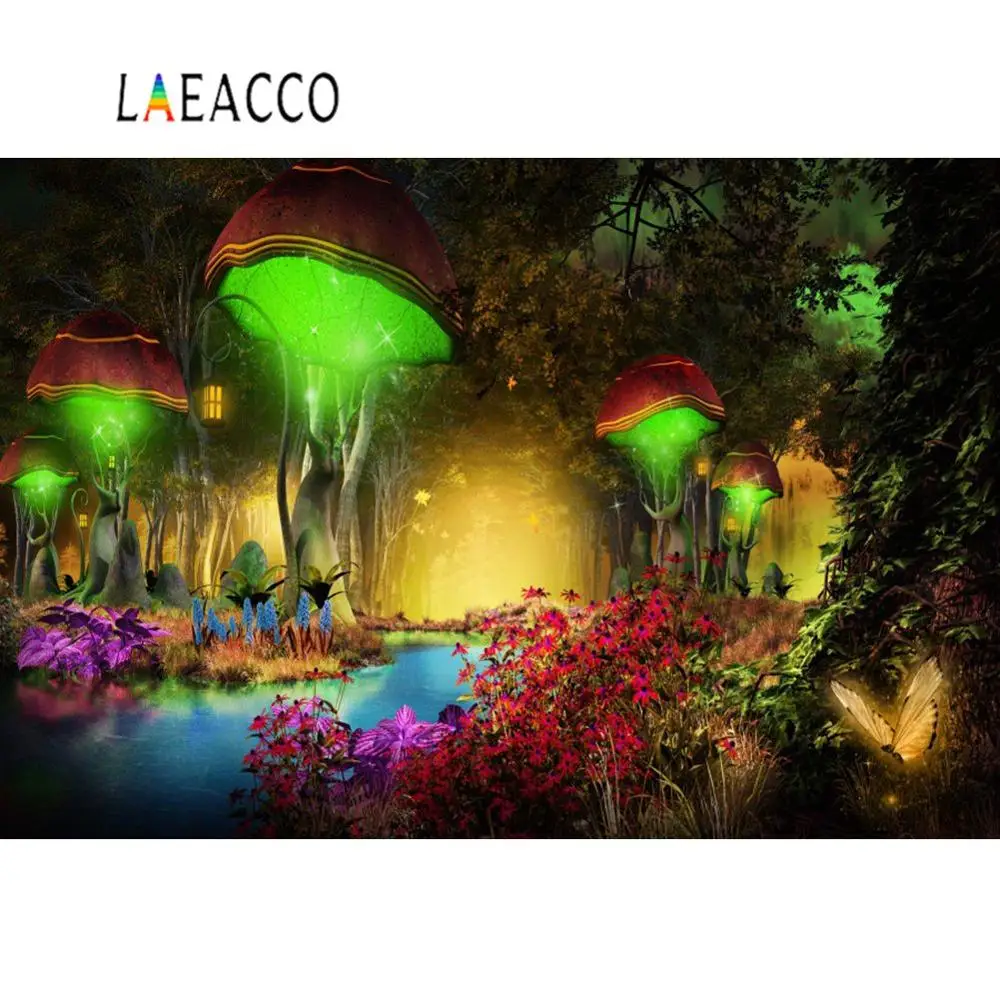 Зеленые мечтательные грибы мир Цветок Трава Фея ребенок портрет живописная